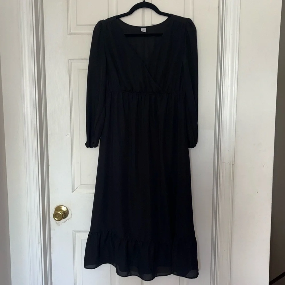 Old Navy Waist Defined Wrap Front Georgette Midi Dress - Picture 6 of 6
